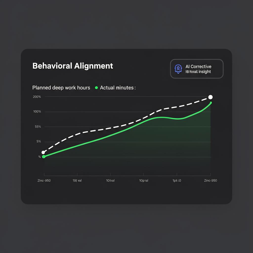 NorthStar dashboard comparing planned deep work against actual focused minutes